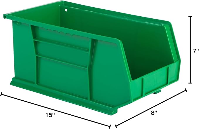 Hudson Exchange 15 x 8 x 7 Plastic Stackable Storage Bin and Hanging Container Green