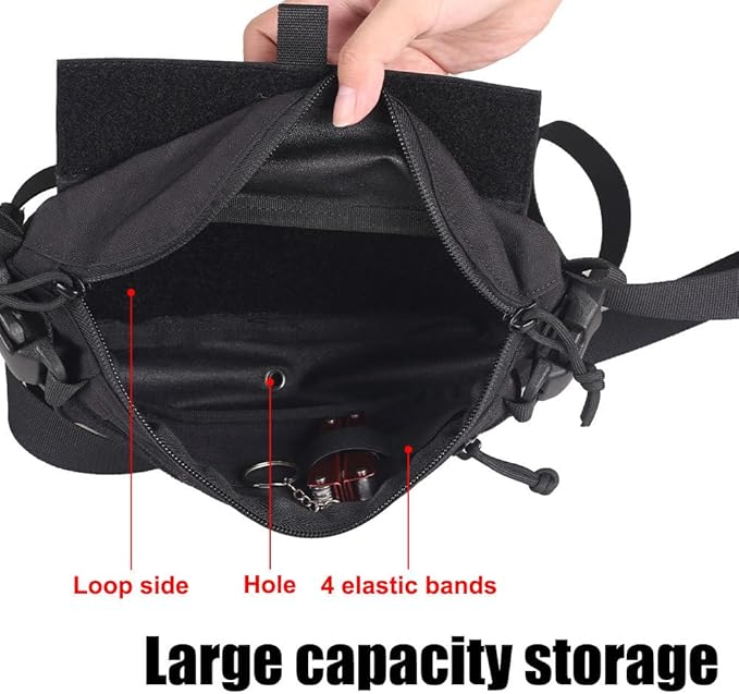 Tactical Drop Dangler Pouch Abdominal Carrying Pouch with Hook and Loop Panel Utility Tool Dangler Organizer Pouch for Chest Rig Vest