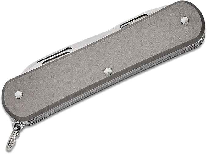 Fox Knives Vulpis FX-VP130-F4 Slipjoint Folding Knife 4-in-1 Multitool 2.17in Blade Bottle Opener Can Opener Flat Head Screwdriver Scissors - Compact Versatile Minimalist Pocket Knife (Titanium)