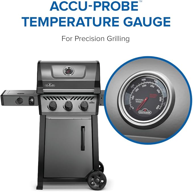 Napoleon Freestyle 365 Propane Gas Outdoor Grill with Range Side Burner Graphite Grey – 4-Burner BBQ for Versatile Cooking