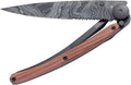 deejo - 37G Serrated Folding Pocket Knife with Belt Clip - Topography Design 3.7-Inch Stainless Steel Blade Black Titanium Finish Coral Handle - Lightweight EDC for Home Work and Outdoor Use