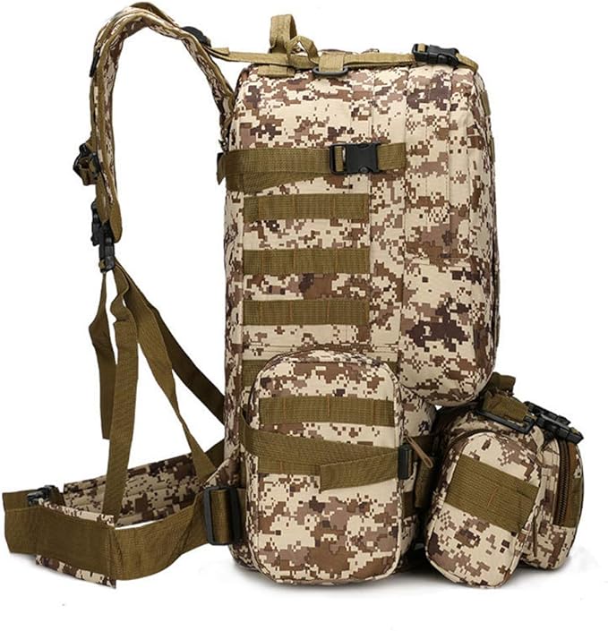 Outdoor Sports Pack Hiking Bag Tactical Rucksack Camo Knapsack Combat Camouflage Molle 55L Tactical Backpack - WL