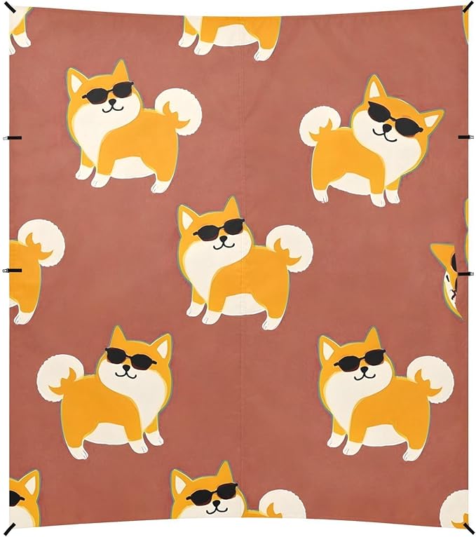 ALAZA Corgi Sungalsses Pattern Beach Tent Sun Shelter Portable Canopy Sunshade for Outdoor Camping Picnics Backyard Fun 10x9 ft