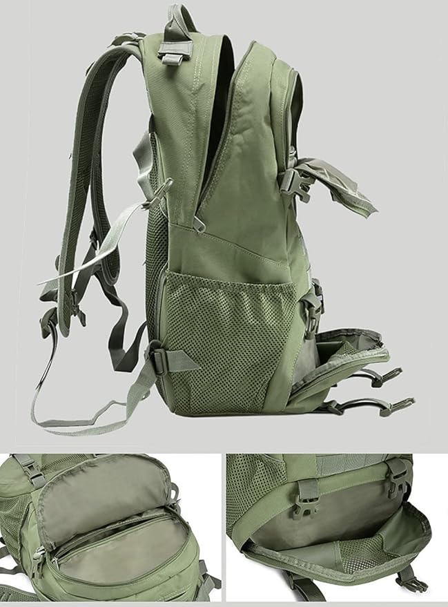 LIMHOO Tactical Backpack for Men Military Molle Bag Hiking Day Pack 27L Army Waterproof EDC Rucksack with USA Flag Patch (Army Green)