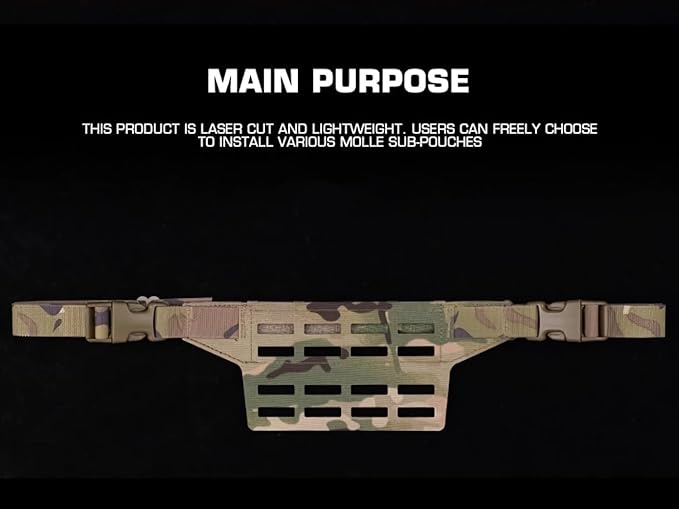 Tactical Fanny Pack Adapter Panel (Slap 4) Waist Belt Extension Platform Lightweight Design MOLLE Mounting for Molle Pouches Mag