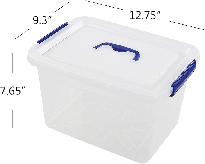 Wekioger Versatile Storage Organizer Plastic Bins with Lid 12 Quart Latching Box Set of 1