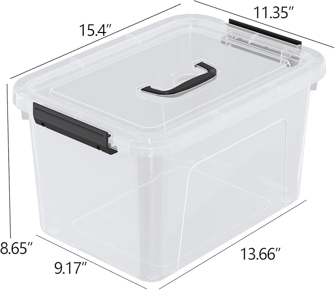 18 Quart Plastic Storage Bins with Lid 4 Packs Clear Latching Storage Box