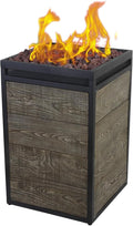 Afterglow Terrafab Grey Panels with Steel Frame 16 Square 40000 Btu Propane Fire Column Outdoor Wood Effect Fire Pit for Outdoor Patio Garden Backyard Decking Decor CSA Certificated