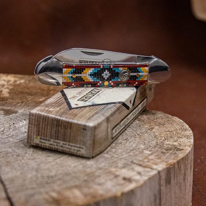 WHISKEY BENT HAT CO. Traditional Canoe Folding Knife 3.63 Closed Length 440C Stainless Steel Blades (Desert Bead)