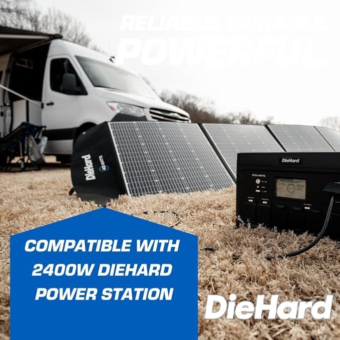DieHard Portable Power Station 2400-Watt (4800-Watt Peak) 2048Wh with 400W Solar Panel - Quiet Solar Generator for Home Backup Weather Outdoor Recreation Jobsite and More