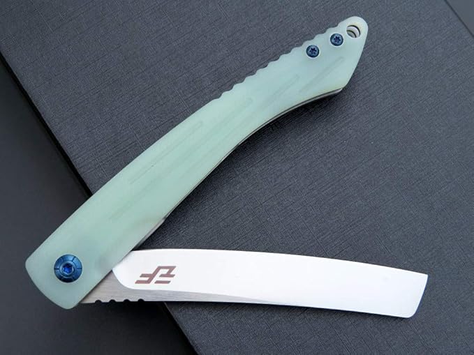 Eafengrow EF944 EDC Folding Knife D2 Steel Blade G10 Handle Reliable Locking Ball Bearing Flipper Knifes for Camping Survival Hiking (Jade)