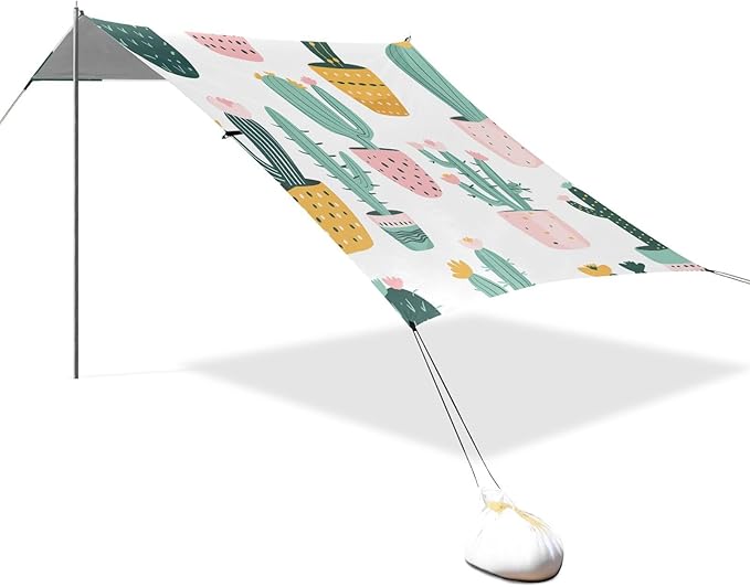 ALAZA Different Cactus Beach Tent Sun Shelter Portable Canopy Sunshade for Outdoor Camping Picnics Backyard Fun 10x9 ft