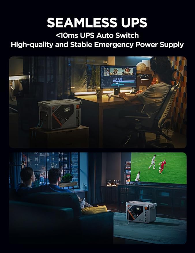 Litheli Portable Power Station Eclair 1000 1800W Solar Generator 1069Wh Outdoor Generator 1H Fast Charging LiFePO4 Power Station for Outdoor Camping Emergency and RVs(Solar Panels Optional).