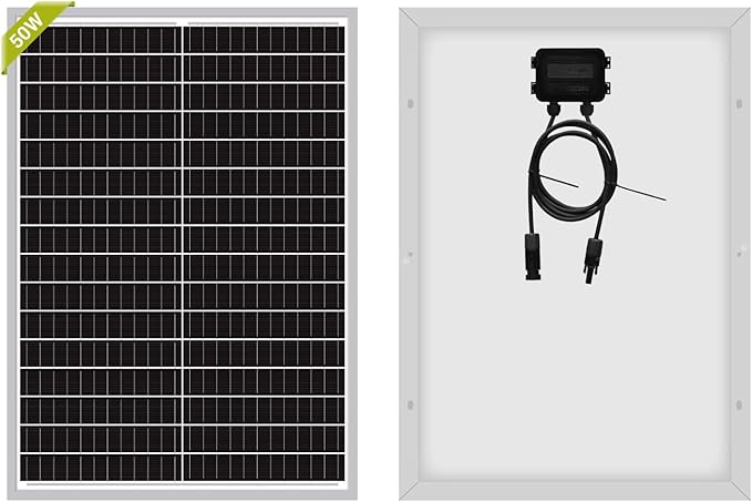 Newpowa 50W Mono Solar Panel 50 Watt Monocrystalline Module with 3ft Connectors for RVs Boats Home Off-Grid Systems