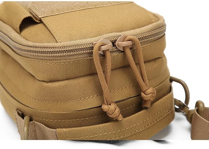 Outdoor Sports Gear Molle Assault Combat Hiking Pack Accessory Camouflage Kit Pouch Tactical Small Sling Bag- Tan