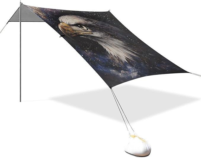 ALAZA Eagles Starry Night Nebula Beach Tent Sun Shelter Portable Canopy Sunshade for Outdoor Camping Picnics Backyard Fun 10x9 ft
