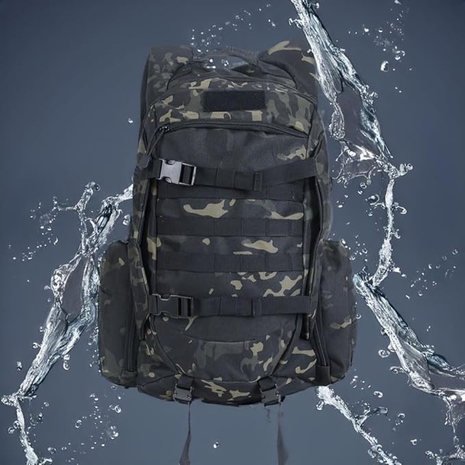 45L Waterproof Fishing Hunting Backpack Outdoor Military Rucksacks Tactical Sports Camping Hiking Trekking Bags (Camo black)