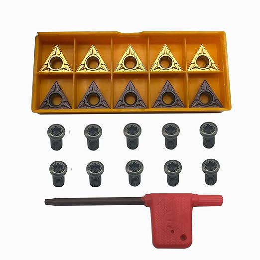 21pcs TCMT32.51 TCMT16T304 Carbide Turning Inserts Replacement Inserts for Lather Tool Holder with M4x10 Alloy Steel Hex Screws and T15 Wrench for Stainless Steel and Steel