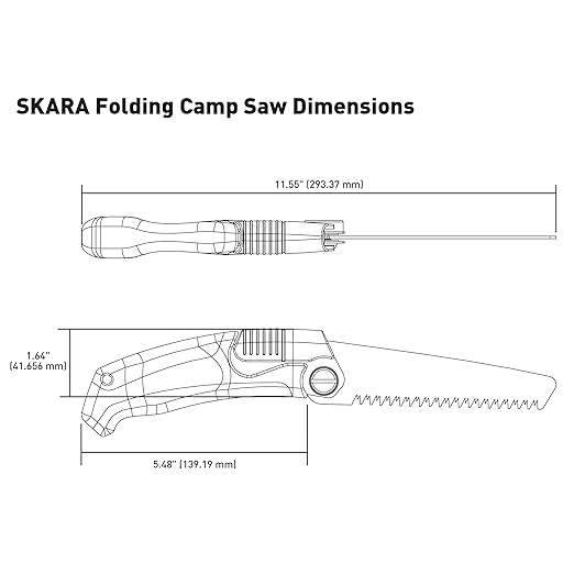 GEAR AID Skara Dual Position Folding Camp Saw and Protector Sheath Ideal for Cutting 2.5” Diameter Wood for Camping Hiking Trail Maintenance Hunting and General Pruning