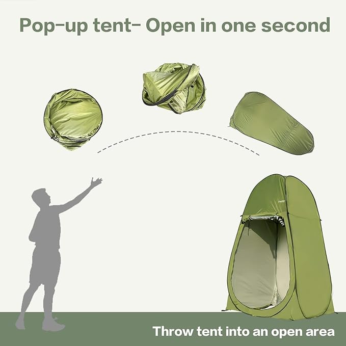 Pop Up Pod - Privacy Shower Tent with Carry Bag Dressing Room Instant Portable Toilet Stall for Camping Beach or Tailgate (Green)