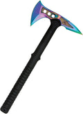 M48 Rainbow Tactical Tomahawk with Nylon Blade Cover - Cast Stainless Steel Head Upswept Blade Back Spike Iridescent Finish Fiberglass Nylon Reinforced Handle Perfect for Breaching - Length 15
