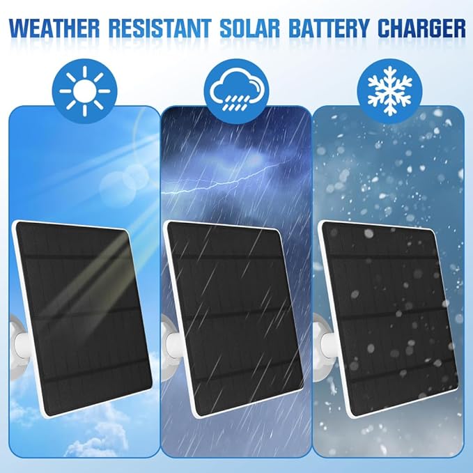 Solar Panel Charger Compatible with Arlo Pro 3/Pro 4/Pro 5S/Pro 3 Floodlight/Ultra/Ultra2 5W 5V Solar Panel Continuous Power Supply 9.8ft Cable IP65 Waterproof 360° Adjustable Bracket 2 Pack