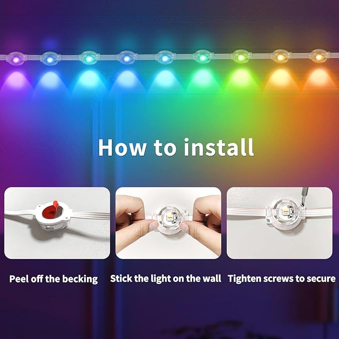 Yocrostar 150ft Permanent Outdoor LightRGB Eaves LightsDIY Scene Modes IP68 Waterproof Outdoor Under Eave Lightingled Lights for DecorGarden DecorHouseParty