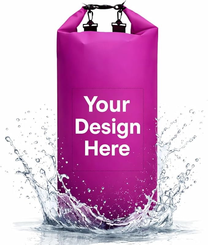 Custom Waterproof Dry Bags - Personalized 5L/10L/20L/30L Floating Lightweight Bags for Kayaking/Fishing/Camping Customizable with Club Logo (Multiple Colors) (Purple)