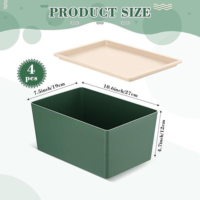 Menkxi 4 Pcs Storage Bins with Lids Plastic Stackable Containers for Organizing Shelves Christmas Ornament Box Baskets(GreenSmall)