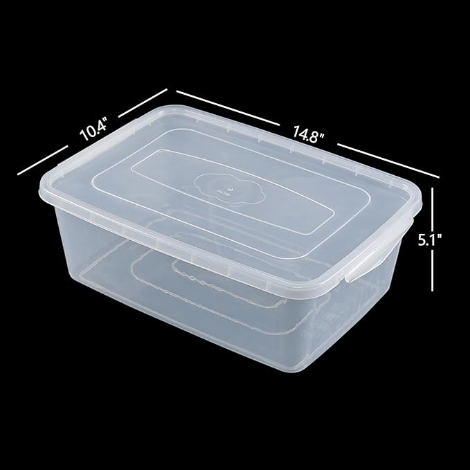 14 Quart Clear Latching Box Plastic Storage Container Bins with Lids Set of 4