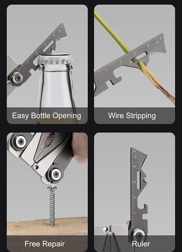 20 in 1 Credit Card Multitool Stainless Steel Wallet Multi Tool EDC Tool with Pliers Knife Bottle OpenerHexagon Spanner Compact &amp Lightweight