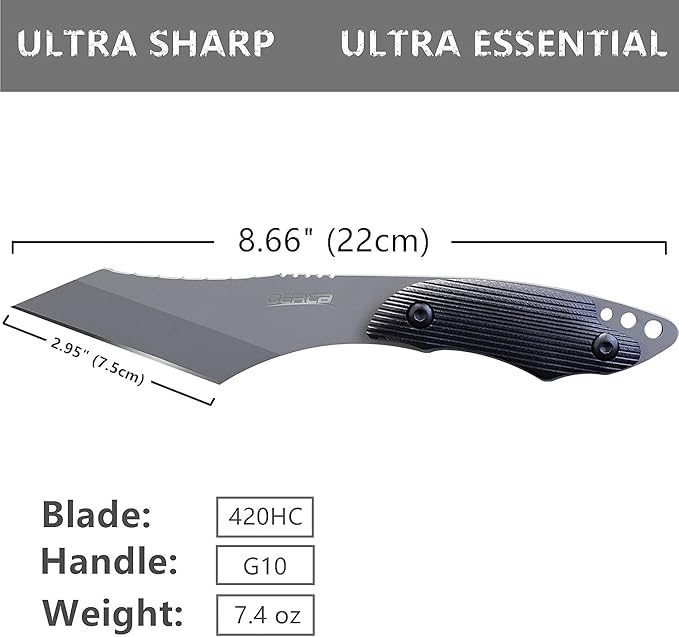 OERLA TAC OL-0022P Python Fixed Blade Outdoor Duty Straight Knife - Full Tang 420HC Stainless Steel Field Camping With G10 Handle Waist Clip EDC Kydex Sheath (Black)