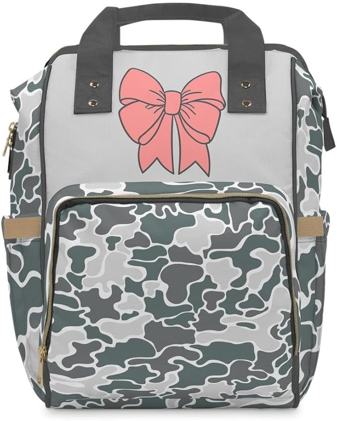 Coastal Camo Bow Backpack/Fishing Camo Diaper bag/Girl Diaper Bag/Trendy Camo Backpack/Country Girl Bag