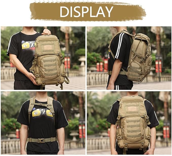 50L Multi functional Combination Backpack Tactical Mountaineering Bag Cycling Sports Outdoor Shoulder Pack (Black)