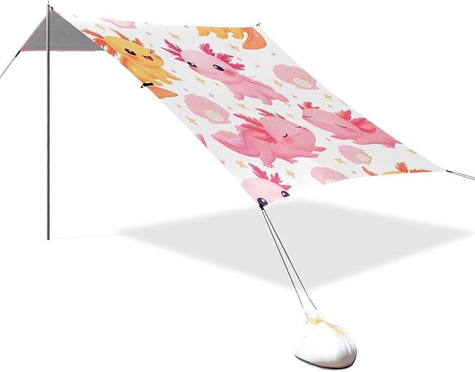 ALAZA Salamander Shell Pattern Beach Tent Sun Shelter Portable Canopy Sunshade for Outdoor Camping Picnics Backyard Fun 10x9 ft