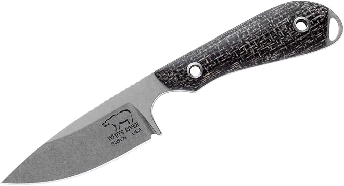 WhiteRiver Model 1 Caper Black Burlap Micarta Handle WRM1-BBL
