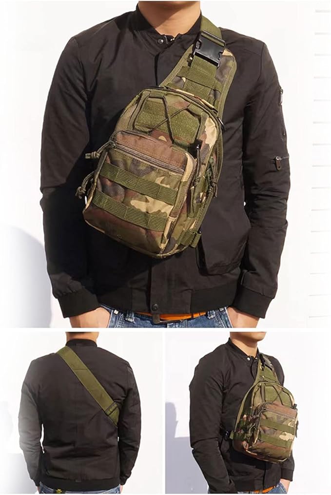 Universal Tactical Sling Backpack - Compact Durable Molle System Crossbody Bag for Camping Hunting Hiking Personal Defense