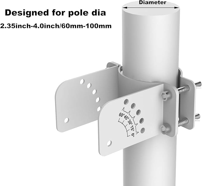 Adjustable Slar Panel Pole Mounting Bracket Rack Kit for 50W Solar Panel - Fit Pole Dia 2.35 - 4.0 Inch / 60mm - 100mm