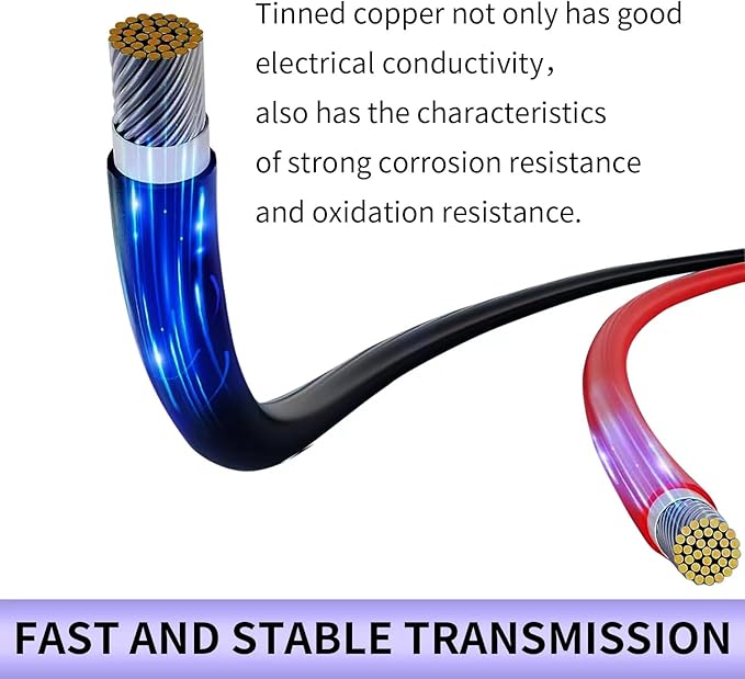 Solar Panel Wire 2X 50ft (Black+Red) 10AWG Tinned Copper Extension Cable for Solar Panel Off Grid Solar System Outdoor Automotive RV Boat