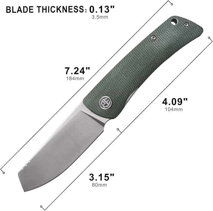 Petrified fish PFE05 Flavorist3.15 K110 Satin Blade 94g Micarta Handle Front Flipper Liner lock Folding knife (Green)