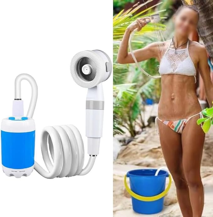 Portable Rechargeable Camping Shower Pump - Lightweight &amp Compact Outdoor Shower Hiking Travel Vehicle Cleaning