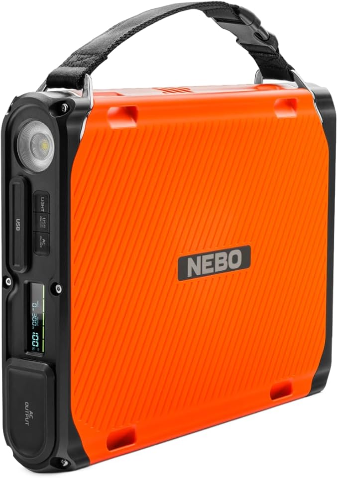 NEBO RAMBLER 300 Power Station | 288 Wh Ultra-Slim Profile Portable Power 6-Way Multi-Device Charging Emergency Power Supply LiFePO4 Rechargeable Battery