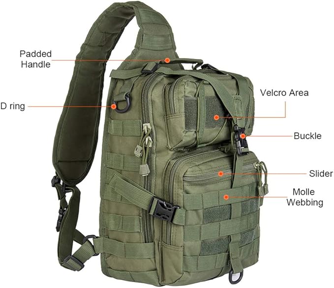 hopopower Tactical Sling Bag Sport Bag Military Rover Shoulder Backpack EDC Assault Range Bag Chest Pack Handbag Waterproof