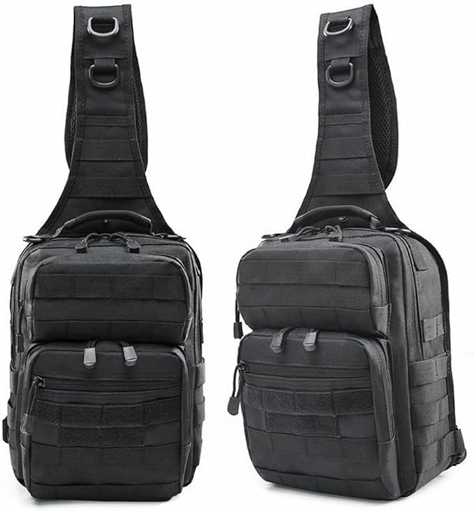 Outdoor Tactical Sling Bag Pack Military Sport Shoulder Sling Backpack EDC Molle Assault Bag for Every Day Carry (Black)