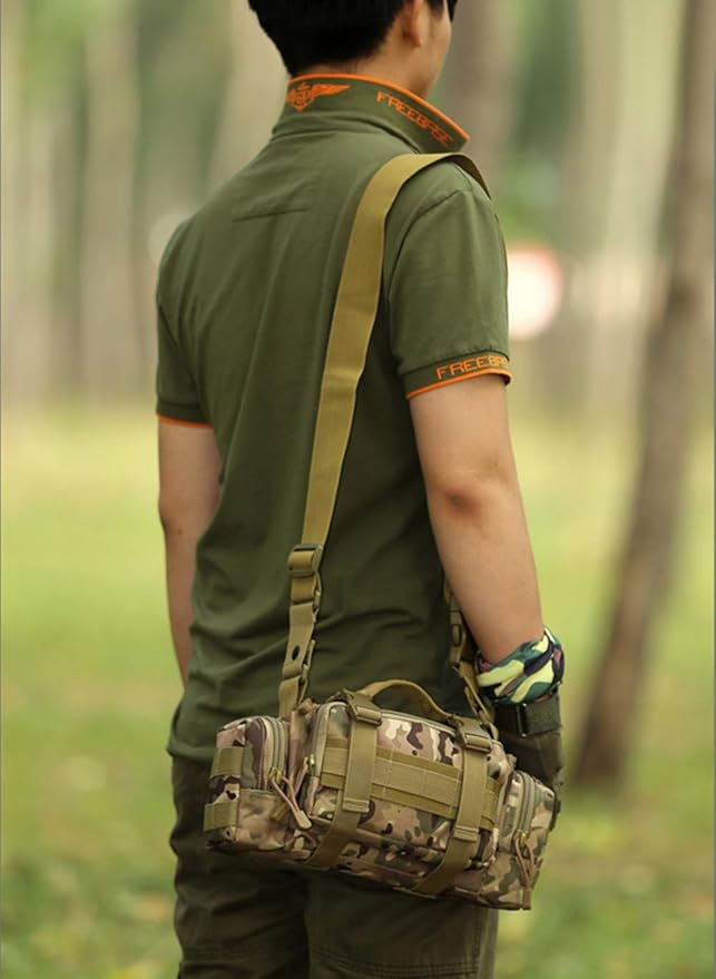 UNISTRENGH Utility 3P Military Tactical Duffle Waist Bags MOLLE Assault Shoulder Backpack Multifunction EDC Pouches Heavy Duty Fanny Packs (CP camouflage)