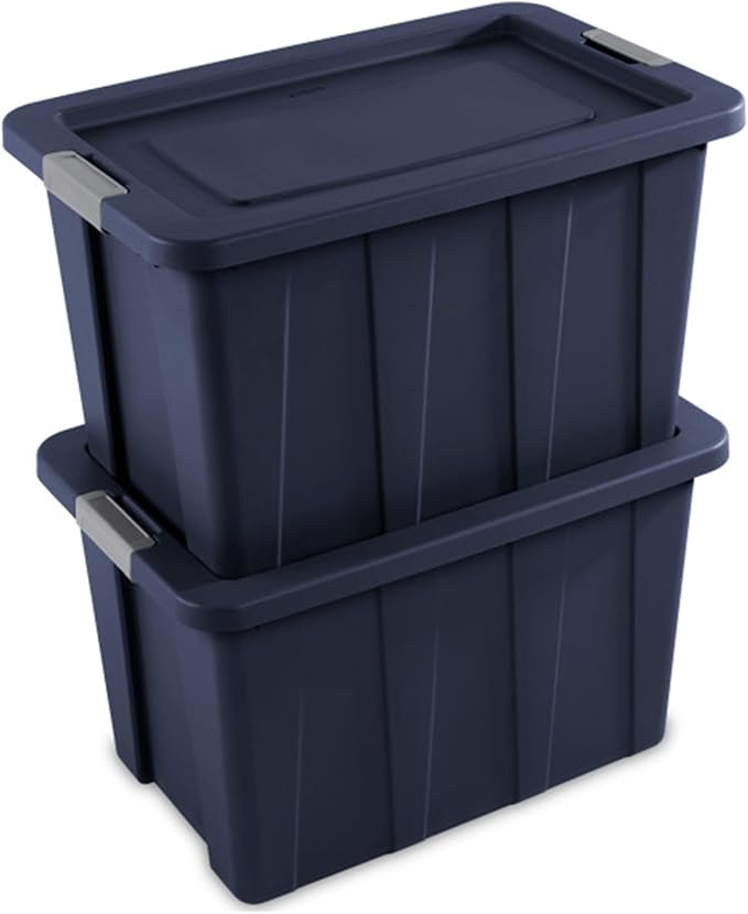 Sterilite 12-Pack Storage Bins with Lids Heavy Duty Totes Tuff1 30 Gallon Dark Indigo
