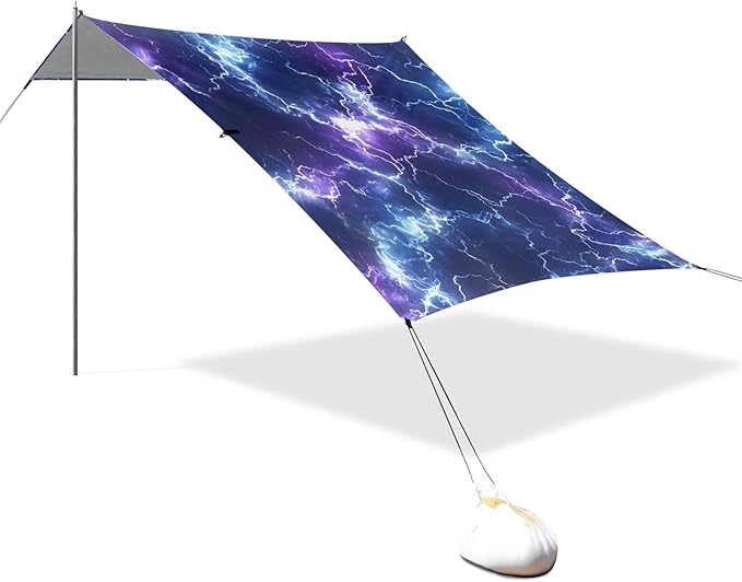 ALAZA Lightning Pattern Beach Tent Sun Shelter Portable Canopy Sunshade for Outdoor Camping Picnics Backyard Fun 10x9 ft