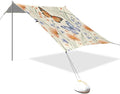 xigua Butterfly Beach Tent Sun Shelter with Carrying Bag - Silver Coated Oxford Fabric Beach Canopy for Beach Camping Fishing - Includes Windproof Ropes Sandbags &amp Stakes