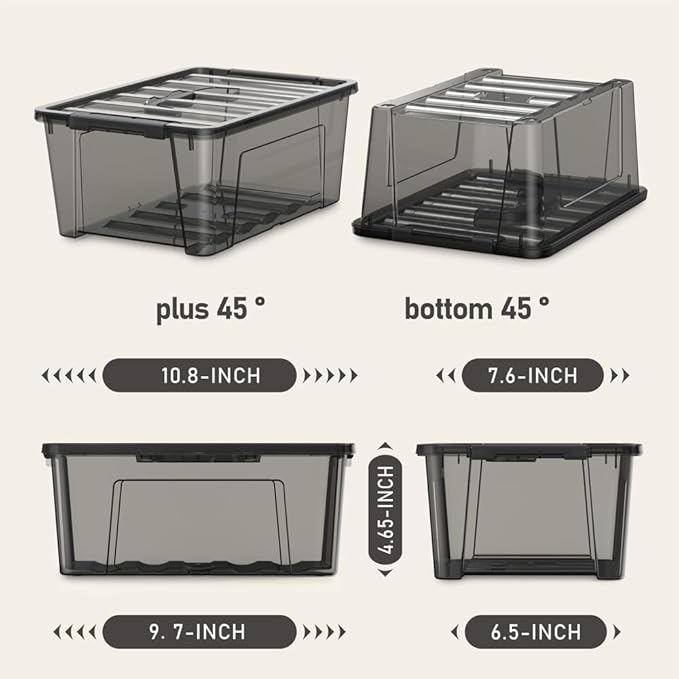 8 Pack 5 Quart Clear Storage Bins with Latching Lids Stackable Small Plastic Storage Containers for Closet &amp Pantry Organization