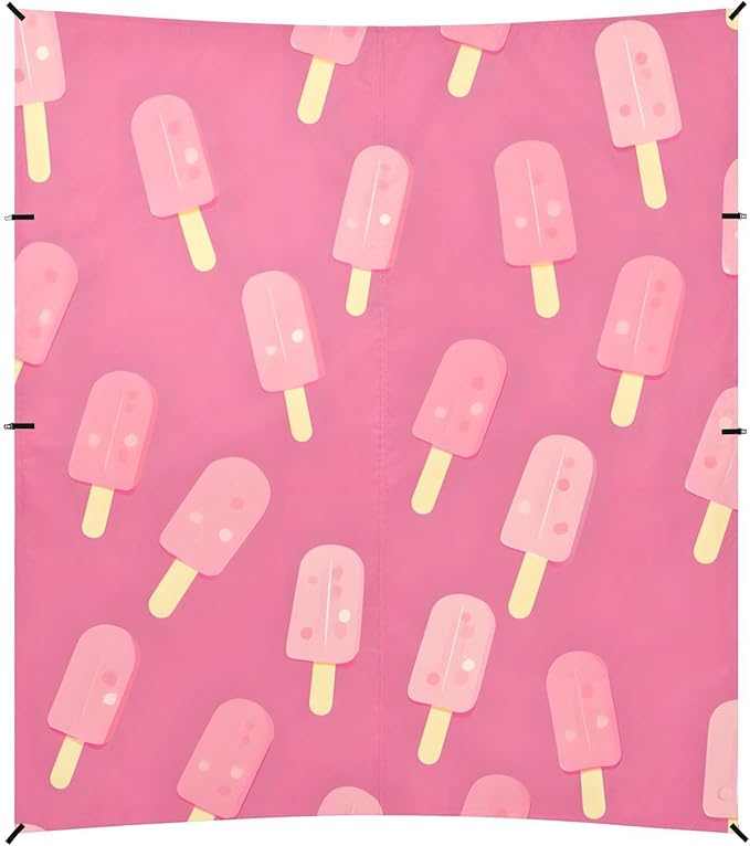 ALAZA Pink Ice Cream Pink Background Pattern Beach Tent Sun Shelter Portable Canopy Sunshade for Outdoor Camping Picnics Backyard Fun 10x9 ft
